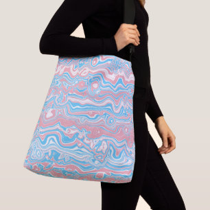 Trans Pride Flag Trippy Boho Groovy Wellenstreifen Tragetaschen Mit Langen Trägern
