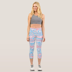 Trans Pride-Flagge Trippy Boho Groovy Wellenstreif Capri Leggings