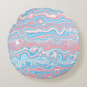 Trans Pride-Flagge Trippy Boho Groovy Wellenstreif Rundes Kissen
