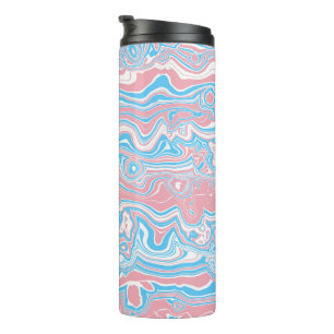 Trans Pride-Flagge Trippy Boho Groovy Wellige Stre Thermosbecher
