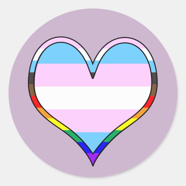 Trans Pride Heart Classic Round Aufkleber (Vorderseite)