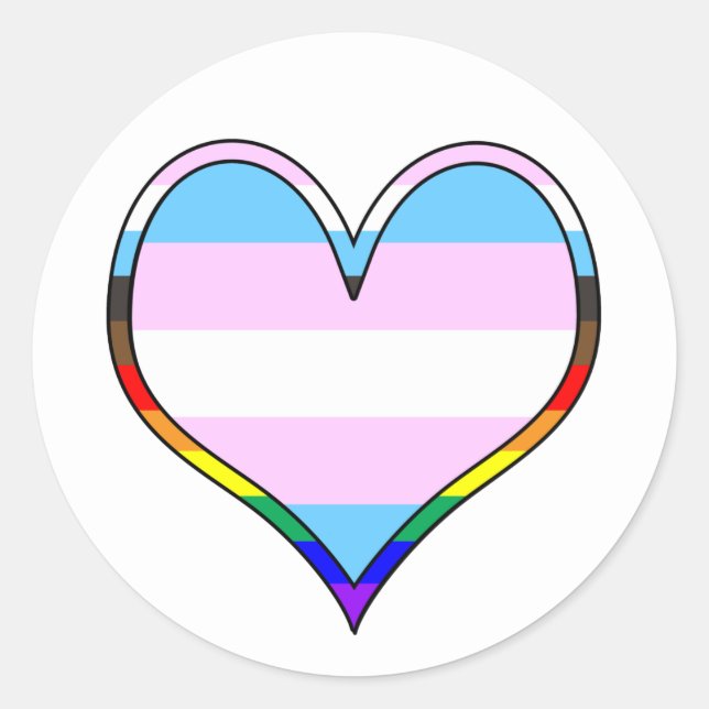 Trans Pride Heart Classic Round Aufkleber (Vorderseite)