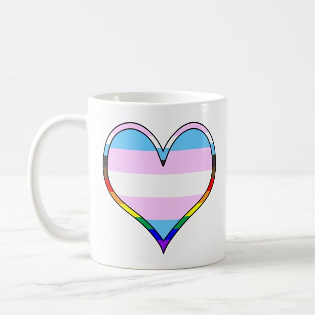 Trans Pride Heart Coffee Tasse (Links)