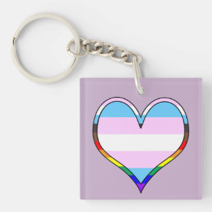 Trans Pride Heart Keychain Schlüsselanhänger
