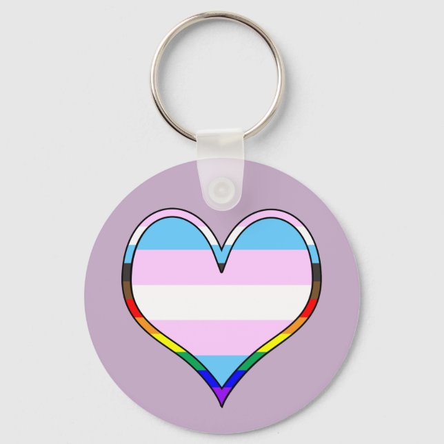 Trans Pride Heart Keychain Schlüsselanhänger (Vorderseite)