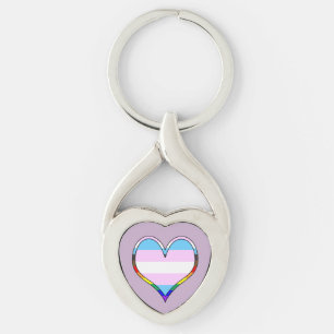 Trans Pride Heart Keychain Schlüsselanhänger