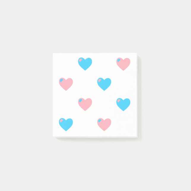Trans Pride Hearts Postit Notes Post-it Klebezettel (Vorderseite)