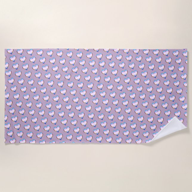 Trans Pride Herz Pattern Beach Handtuch (Vorderseite)