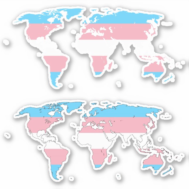 Trans Pride - Map of The World Aufkleber (Vorderseite)
