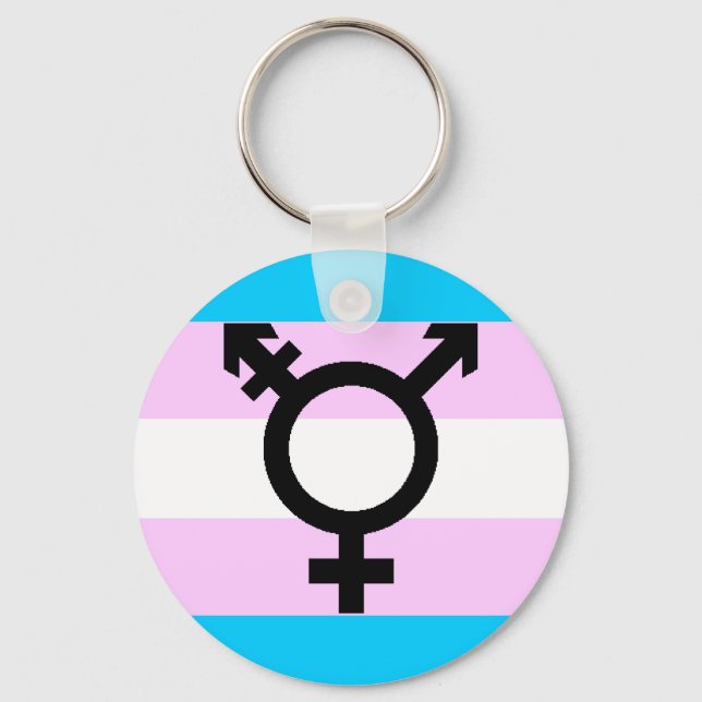 Trans Pride Schlüsselanhänger mit Symbol (Vorderseite)