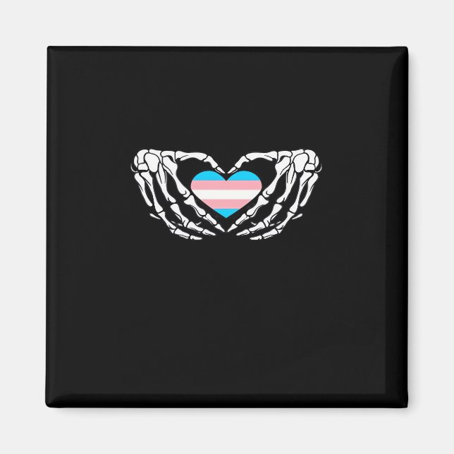 Trans Pride Skeleton Halloween Transgender Goth He Magnet (Vorne)