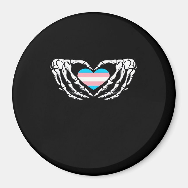 Trans Pride Skeleton Halloween Transgender Goth He Magnet (Vorne)