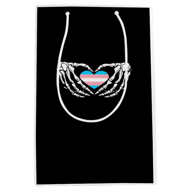 Trans Pride Skeleton Halloween Transgender Goth He Mittlere Geschenktüte (Vorderseite)