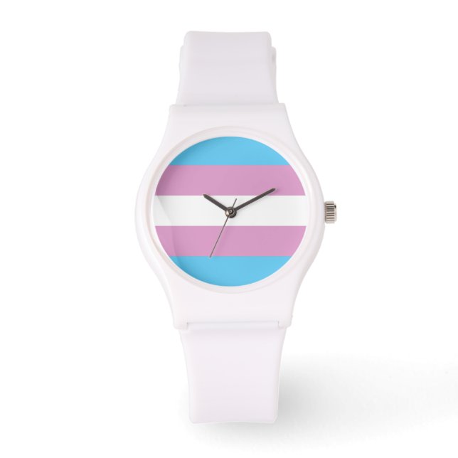 TRANS PRIDE STRIPED HORIZONTAL - 2014 PRIDE.png Armbanduhr (Vorderseite)