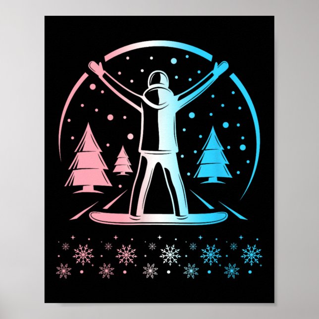 Trans Pride Subtle Lgbtq Gay Pride Winter Snowboar Poster (Vorne)