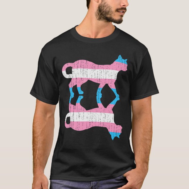 Trans Pride transexual Flag Animal Cat Trans T-Shirt (Vorderseite)