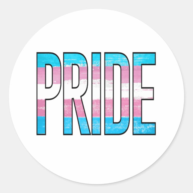 Trans Pride Word Runder Aufkleber (Vorderseite)