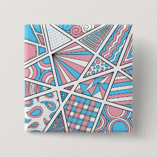 Trans Pride Zen Doodle Abstrakt rosa Blau Button