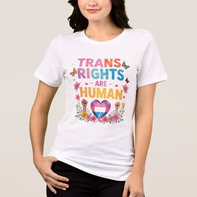 Trans-Rechte sind Menschenrechte Design Tri-Blend Shirt (Vorderseite)