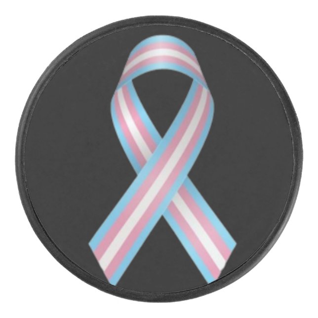 Trans ribbon on black hockey puck (Vorderseite)
