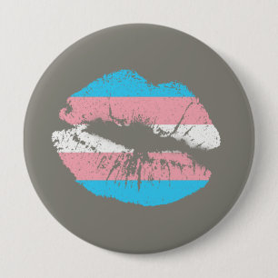 Trans Rosa Blau Flagge Streifen Lippen Mund Button