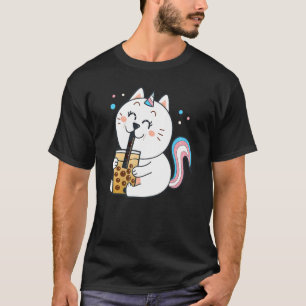 Trans-Stolz-Katze trinkt Boba-Tee Bubble-Tea-Grafi T-Shirt