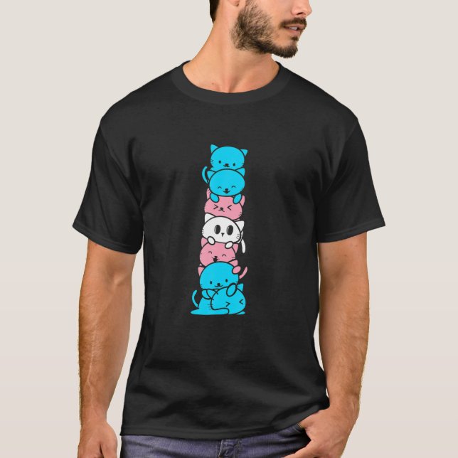 Trans-Stolz-Katzen, Transgender-Stolz-Pile von Kät T-Shirt (Vorderseite)