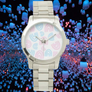 Trans-Stolz Regenbogen-Übergroßes Silberarmband Armbanduhr