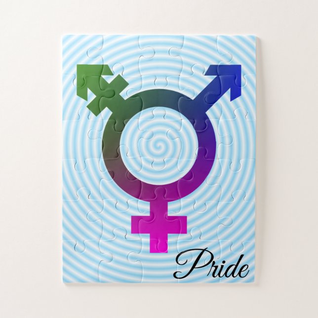 Trans* Symbol rosa/blau/grün Puzzle (Vertikal)