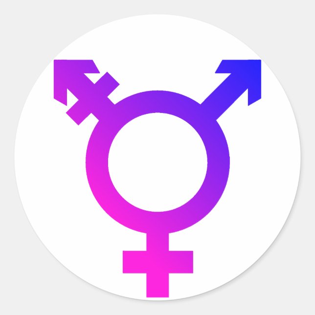 Trans* Symbol rosa/blau Runder Aufkleber (Vorderseite)