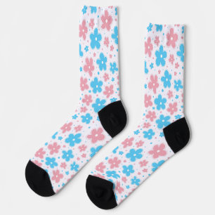Trans Transgender Pride Flag Blume Doodle Pastel Socken