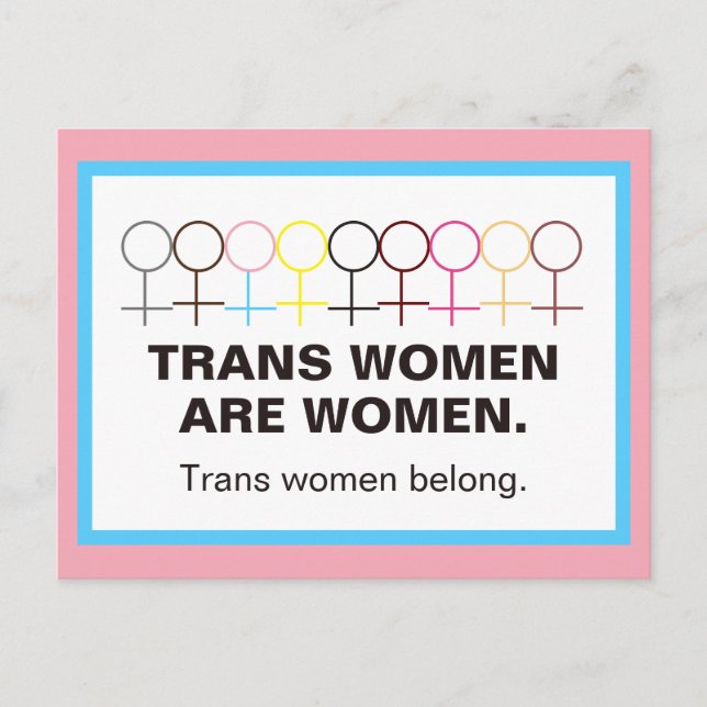 Trans Women are Women Symbol Strichmännchen Postkarte (Vorderseite)