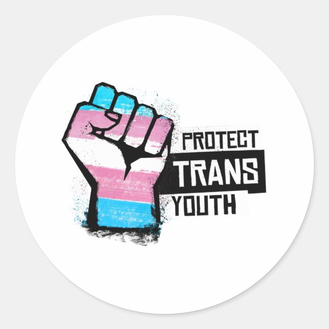 Trans Youth schützen - Stolz zuerst Runder Aufkleber (Vorderseite)
