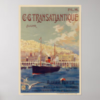 Transatlantique Alger Vintage Poster 1901