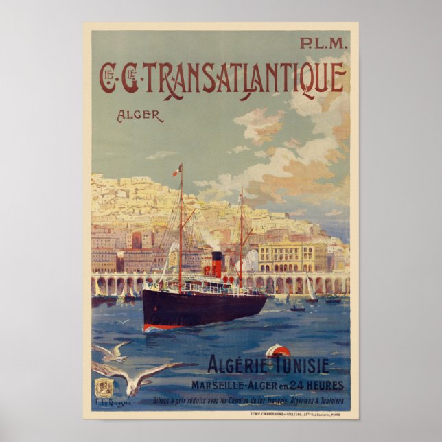 Transatlantique Alger Vintage Poster 1901 (Vorne)