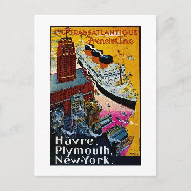Transatlantische Französische Linie Postkarte (Vorderseite)