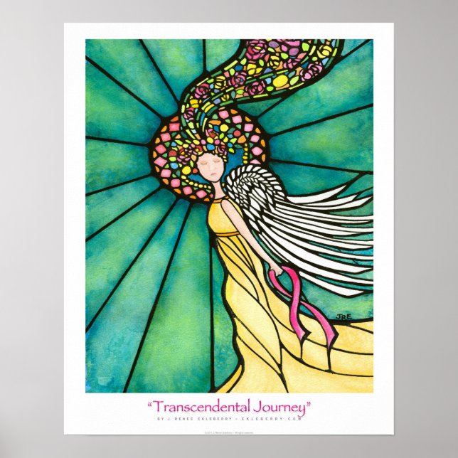 "Transcendental Journey" Pink Ribbon Ekleberry Art Poster (Vorne)