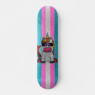 Transexual Pride Flag LGBT Glitzer Rainbow Unicorn Skateboard