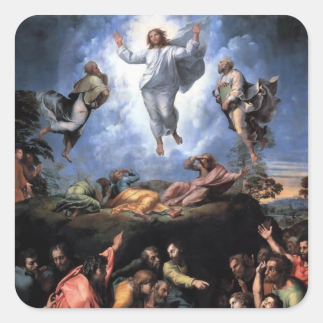 TRANSFIGURATION VON JESUS QUADRATISCHER AUFKLEBER (Vorderseite)