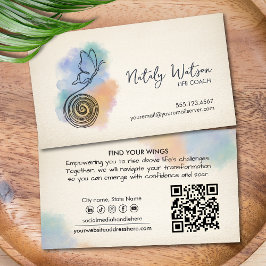 Transformation Line Art Butterfly Life Coach Visitenkarte