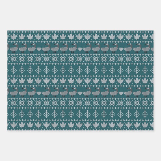 Transformative Teal - Fair Isle - Holiday Geschenkpapier Set (Vorderseite)