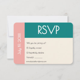 Transformative Teal Modern  Contemporary Wedding RSVP Karte