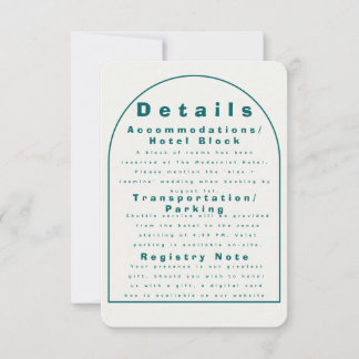 Transformative Teal Modern Craft Wedding Details Einladung