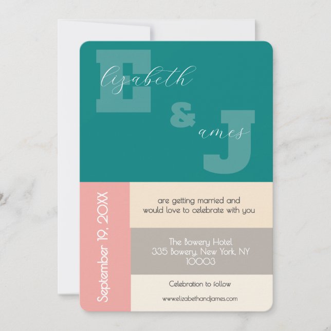 Transformatives Teal Modern Script Hochzeit Einladung (Vorderseite)