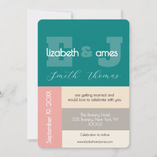 Transformatives Teal Modern Script Hochzeit Einladung
