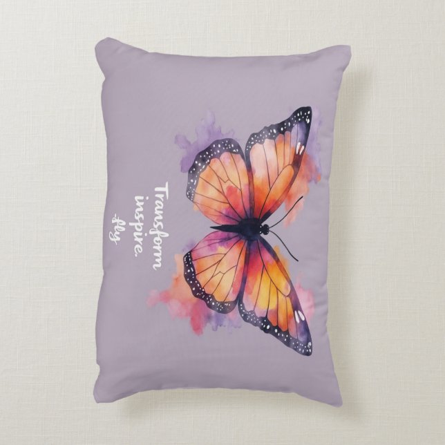 Transformieren, Inspiriert, Fliegen - Motivierend Dekokissen (Rückseite(Vertikal))