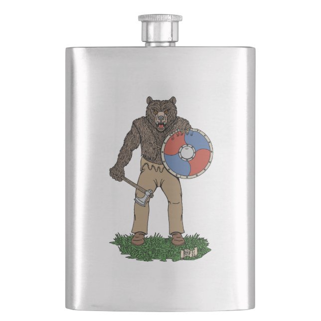Transformierte Viking Berserker oder Werebear Flachmann (Vorderseite)