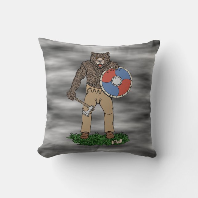 Transformierte Viking Berserker oder Werebear Kissen (Vorderseite)
