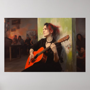 Transfrau spielt in einer Bar am Freitagabend Poster