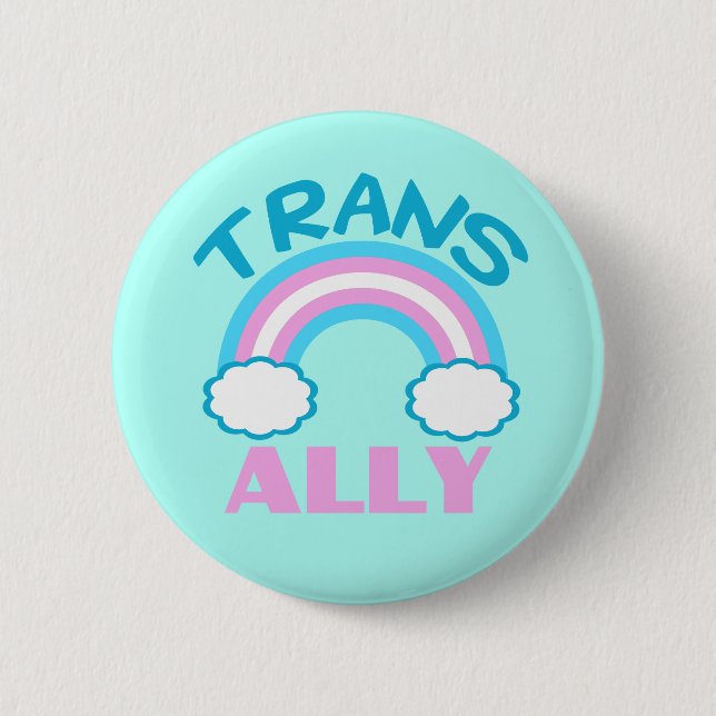 Transgender alliiert Aquamarin Button (Vorderseite)
